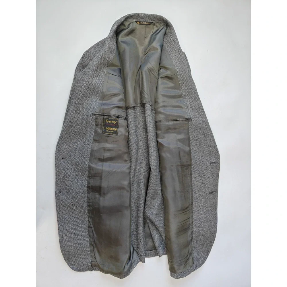 Kingsridge Mens Vintage Wool Tweed Sports Coat 41R Gray USA 2 Button Blazer